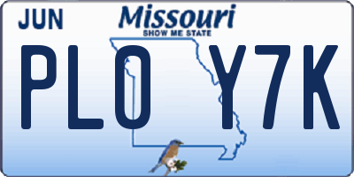 MO license plate PL0Y7K