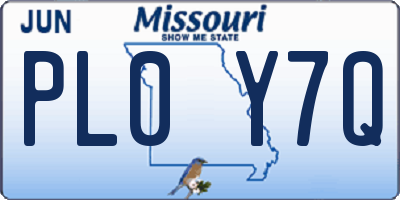 MO license plate PL0Y7Q