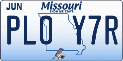 MO license plate PL0Y7R