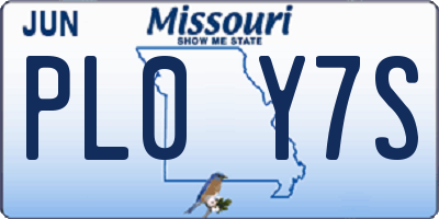 MO license plate PL0Y7S