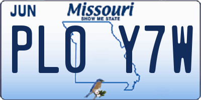 MO license plate PL0Y7W