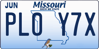 MO license plate PL0Y7X
