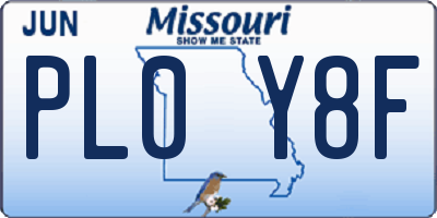 MO license plate PL0Y8F