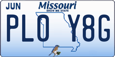 MO license plate PL0Y8G