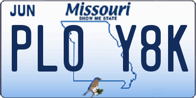 MO license plate PL0Y8K