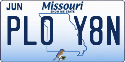 MO license plate PL0Y8N
