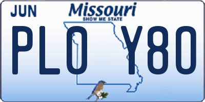 MO license plate PL0Y8O
