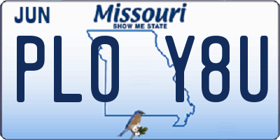 MO license plate PL0Y8U