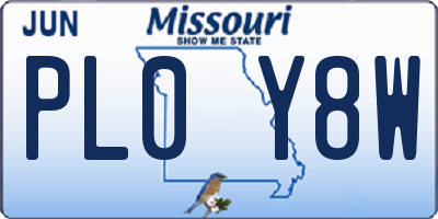 MO license plate PL0Y8W