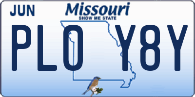 MO license plate PL0Y8Y