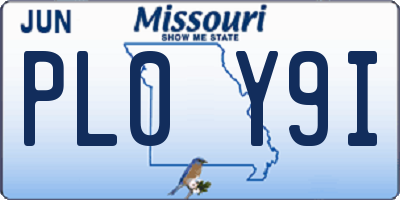 MO license plate PL0Y9I