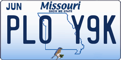 MO license plate PL0Y9K
