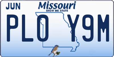 MO license plate PL0Y9M