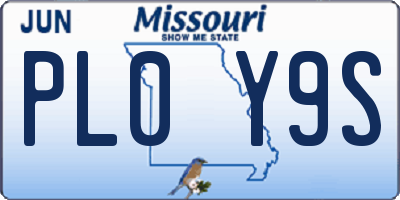 MO license plate PL0Y9S