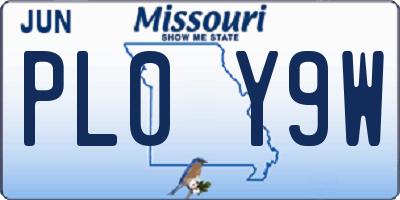 MO license plate PL0Y9W