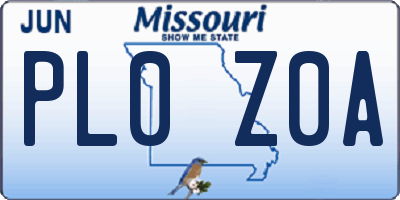 MO license plate PL0Z0A