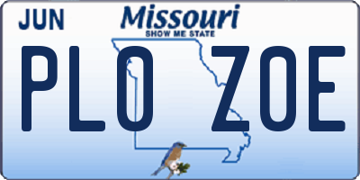 MO license plate PL0Z0E