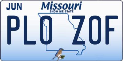 MO license plate PL0Z0F