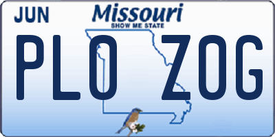 MO license plate PL0Z0G