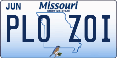 MO license plate PL0Z0I