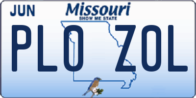 MO license plate PL0Z0L
