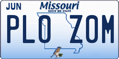 MO license plate PL0Z0M
