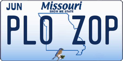 MO license plate PL0Z0P