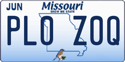 MO license plate PL0Z0Q