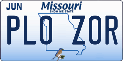 MO license plate PL0Z0R