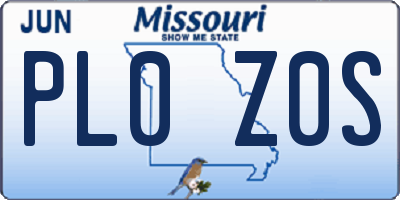 MO license plate PL0Z0S