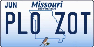 MO license plate PL0Z0T