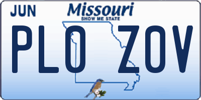 MO license plate PL0Z0V