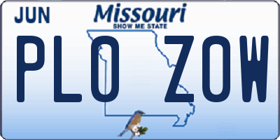 MO license plate PL0Z0W