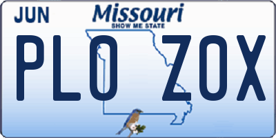 MO license plate PL0Z0X
