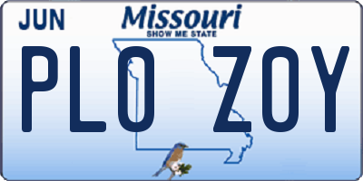 MO license plate PL0Z0Y