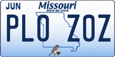 MO license plate PL0Z0Z