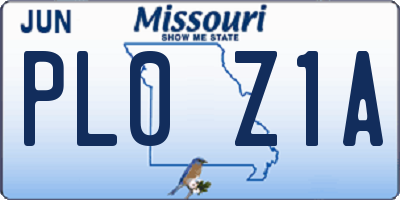 MO license plate PL0Z1A