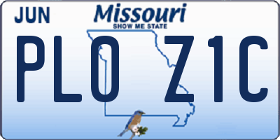 MO license plate PL0Z1C