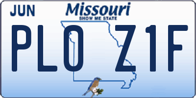 MO license plate PL0Z1F