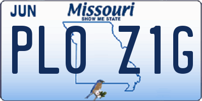 MO license plate PL0Z1G