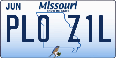 MO license plate PL0Z1L