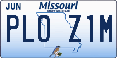 MO license plate PL0Z1M