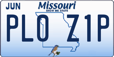 MO license plate PL0Z1P