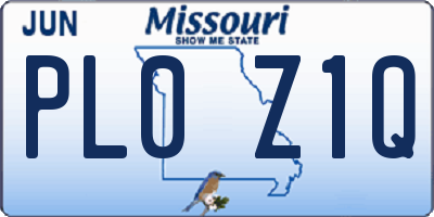 MO license plate PL0Z1Q