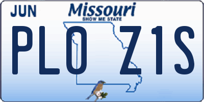 MO license plate PL0Z1S