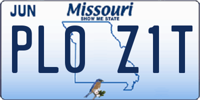 MO license plate PL0Z1T