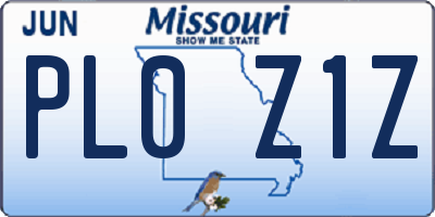MO license plate PL0Z1Z