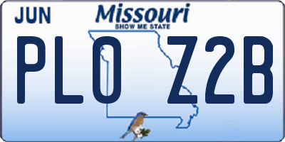 MO license plate PL0Z2B