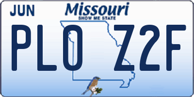 MO license plate PL0Z2F
