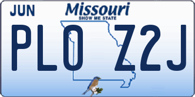 MO license plate PL0Z2J